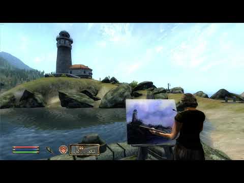 NPC Watching: Elder Scrolls Oblivion, Astia Inventius painting a lighthouse