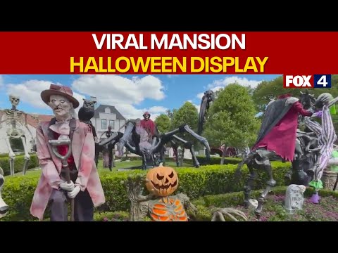 Viral mansion attracts attention with Halloween display