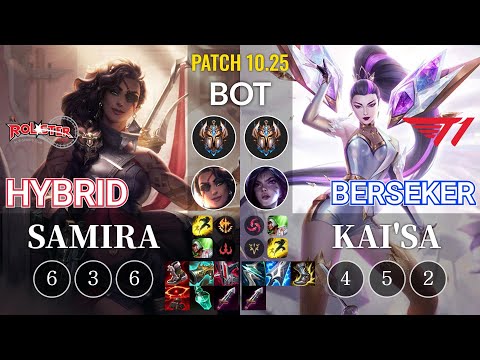 KT HyBriD Samira vs T1.A Berseker Kai'Sa Bot - KR Patch 10.25