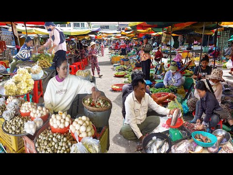 Cambodian Routine Street Food & Lifestyle - Sour Fruit, Fish, & Sugar Apple, & More