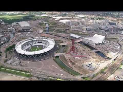 Aerial flyover of the Olympic Park