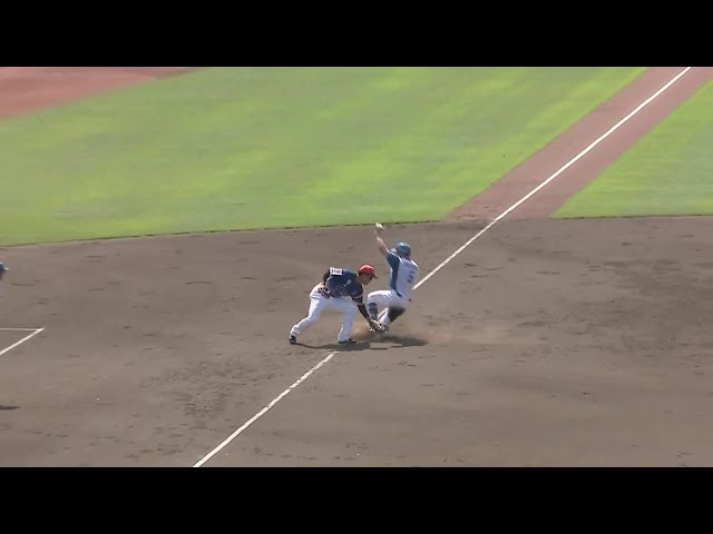 【ファーム】タイミング完璧!! ファイターズ・有薗直輝・スティーブンソンのダブルスチール!!  2024年8月13日 北海道日本ハムファイターズ 対 オイシックス新潟アルビレックスBC