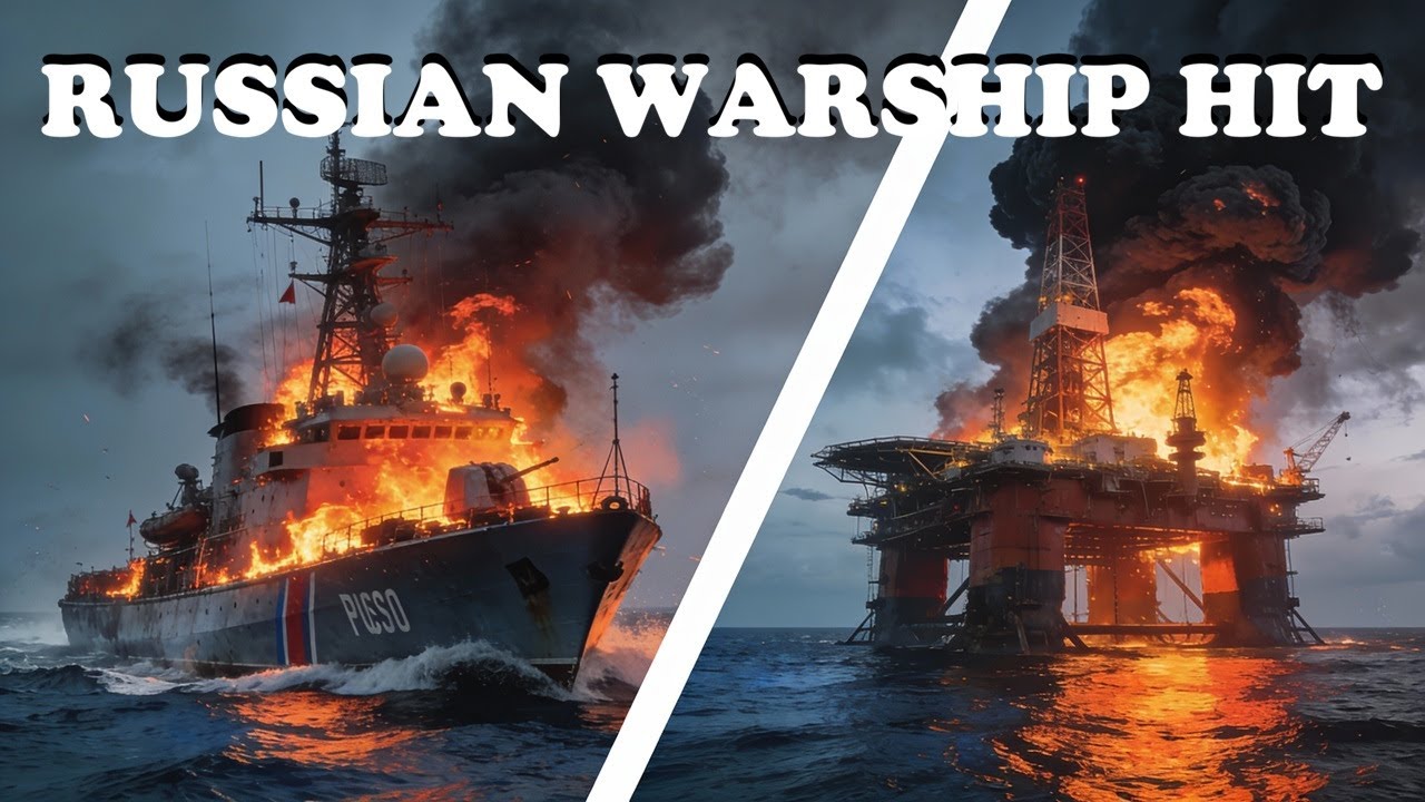 CASPIAN ON FIRE: UKRAINIAN DRONES STRIKE RUSSIAN PATROL BOAT AND OIL PLATFORM || 2025