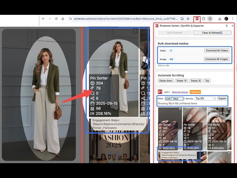 Pinterest Sorter Chrome Extension. SorPin & Exporter