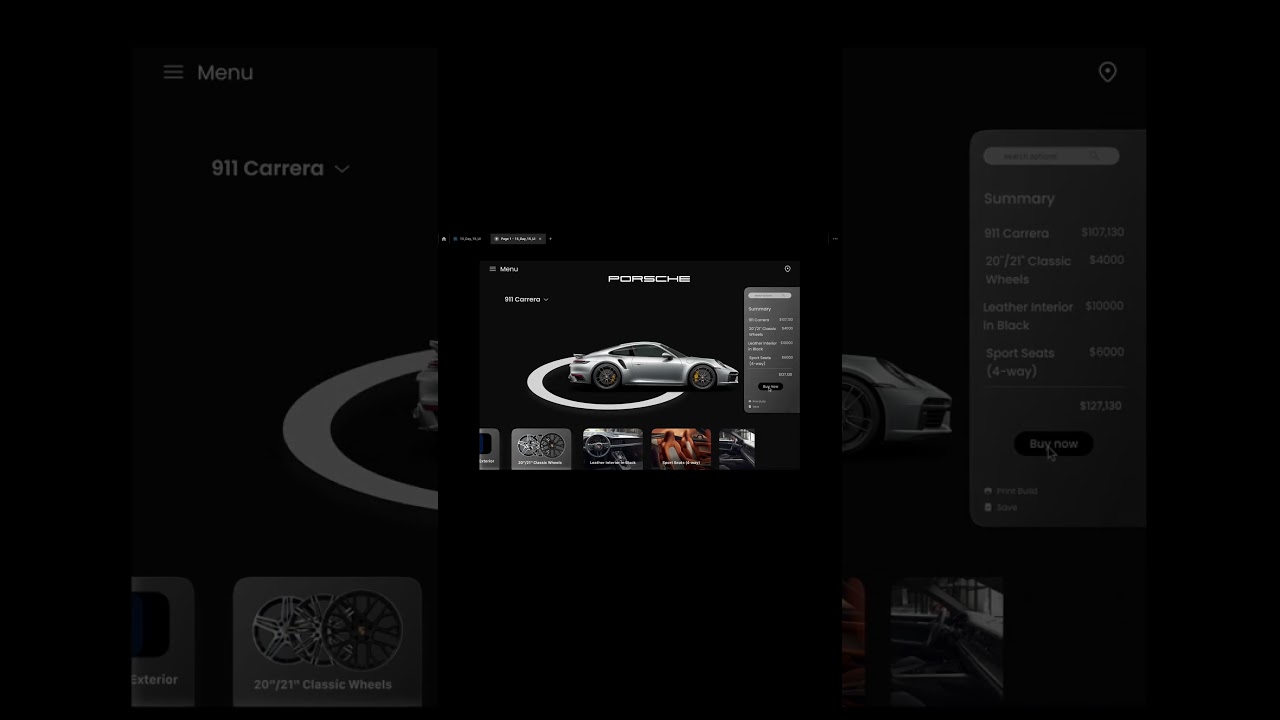 Day 5, Porsche Animation in Figma  #figma #ui  #design #porsche #uidesign
