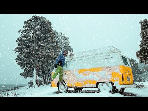 Camping in Frozen Rain And Heavy Snow - Winter Van Camping