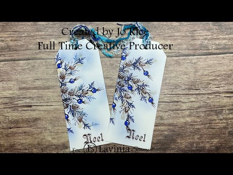 Blue Noel Festive Tag by Jo Rice #laviniastamps #tag #cardmakingvideo #christmas 