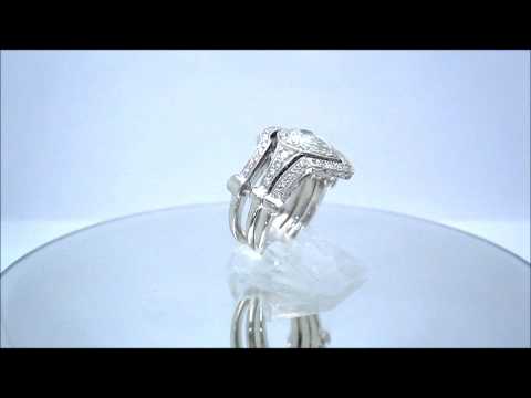 14K WHITE GOLD PEAR CUT DIAMOND ENGAGEMENT RING AND 2 BANDS BEZEL SET 2.75CTW - KNR INC - 279.wmv