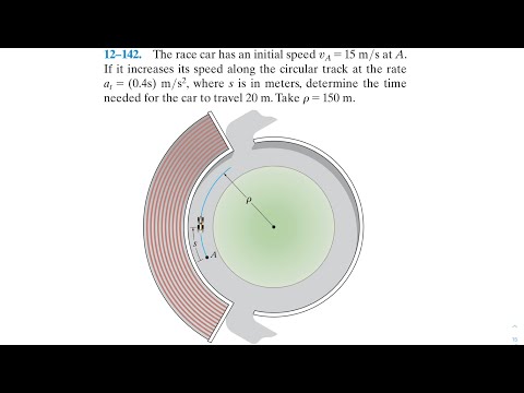 Dynamics 12.142 - The race car has an initial speed VA = 15 m/s. If it increases its speed along...