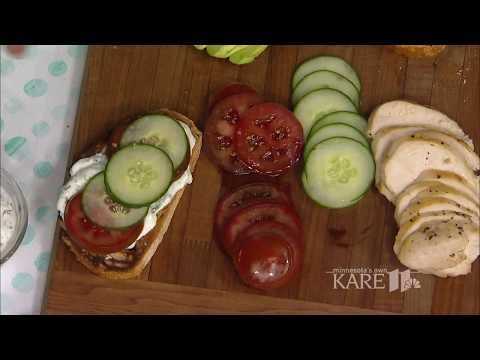 Lemon basil chicken tartine recipe and Balsamic marinated flank steak with grilled tomatoes and kale