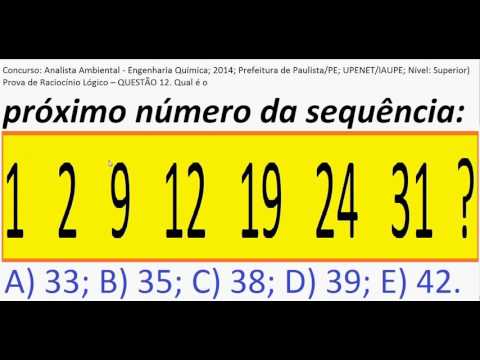 Curso Raciocínio Lógico Sequência de números Teste Psicotécnico Detran Concurso Numeração sequencial