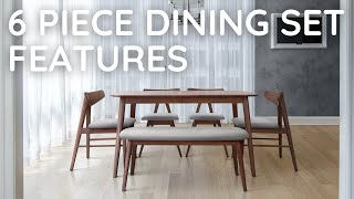 Zenvida Mid Century 6 Piece Dining Set