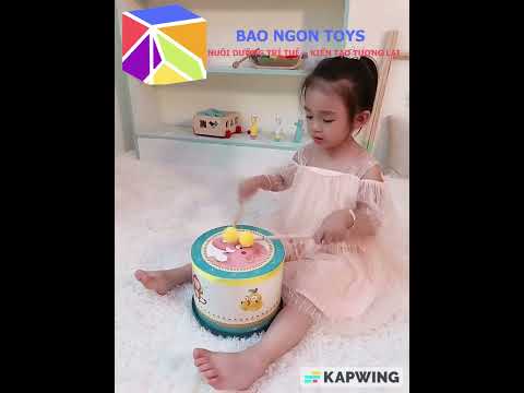 ĐỒ CHƠI ÂM NHẠC TRỐNG GỖ MÀU SẮC BẮT MẮT DÀNH CHO BÉ GIÚP KÍCH THÍCH GIÁC QUAN VÀ VUI CHƠI GIẢI TRÍ - BAO NGON TOYS - DG248