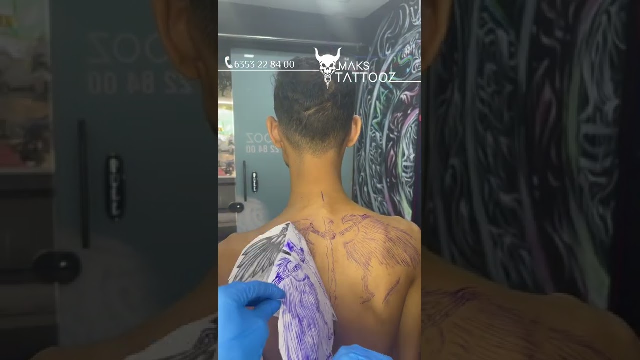 Devil angel wings tattoo on back 🔥 #shorts #youtubeshorts #reels #tattoo