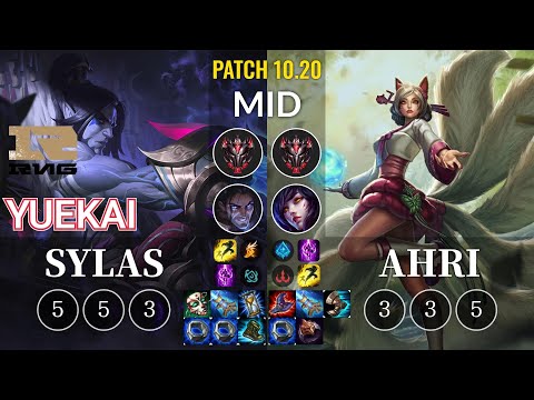RNG yuekai Sylas vs Ahri Mid - KR Patch 10.20
