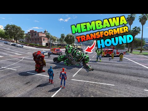 TRANSFORMER HOUND DIBAWA KE MARKAS THE AVENGERS - GTA 5 MOD TRANSFORMER