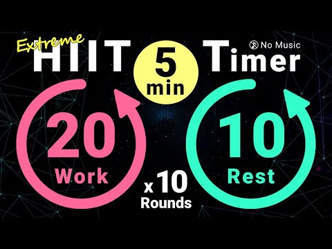 5-Minute Timer: 20s Work / 10s Rest - 10 Rounds (No Music)