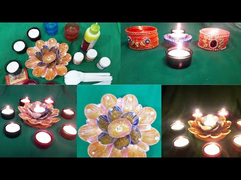 Plastic Spoon Lotus Flower | Old Bangles Craft Idea | KK Telugu Channel Video