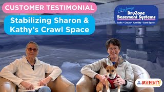 Watch video: Foundation Stabilizing in Sharon & Kathy's Crawl Space