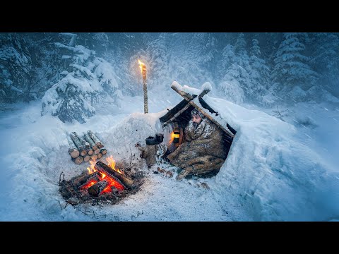 3 Tage Überleben im -13°C kalten Schneesturm; ohne Zelt, ohne Schlafsack. Winterliches Bushcraft
