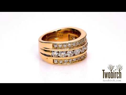 2 Carat Three Row Channel Set Anniversary Ring in Yellow Gold - TwoBirch TB-WR-0075-YG-P