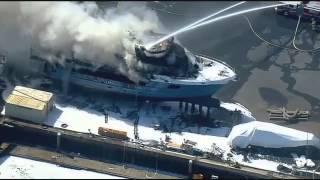 preview picture of video 'Chula Vista Boat (Polar Bear) Fire - June 19, 2014 - No Sound Raw Video'