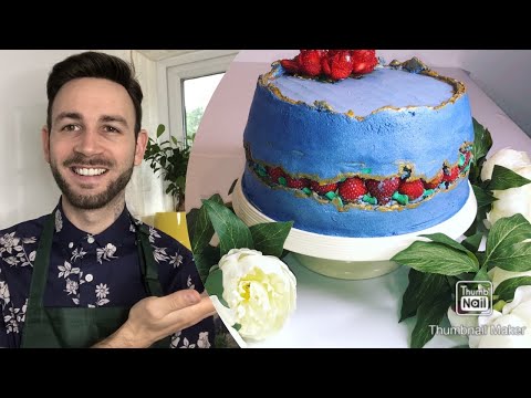 Birthday cake made from scratch with : vanilla cream | mango & strawberry | btcream |Fault line |Ep9