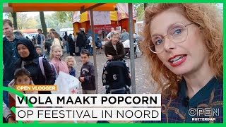 Vlogger Viola maakt haar eigen popcorn op Feestival: ‘Het duurde heel lang’