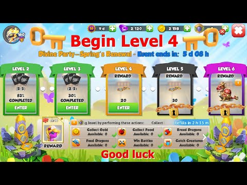 Begin level 4 Divine Party Spring's Renewal Castle Event-Dragon Mania Legends | Springtime Event