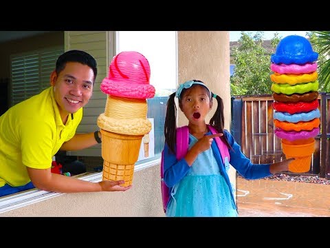 Wendy Pretend Play w/ Ice Cream Delivery Drive Thru Toy Store Video