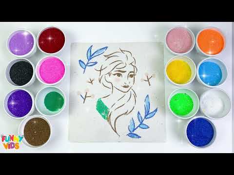 TÔ MÀU TRANH CÁT CÔNG CHÚA ELSA  -How to coloring frozen with colours sand so easy