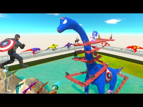 CAPTAIN AMERICA RELEASED BRACHIOSAURUS in DEATH PARKOUR - ARBS
