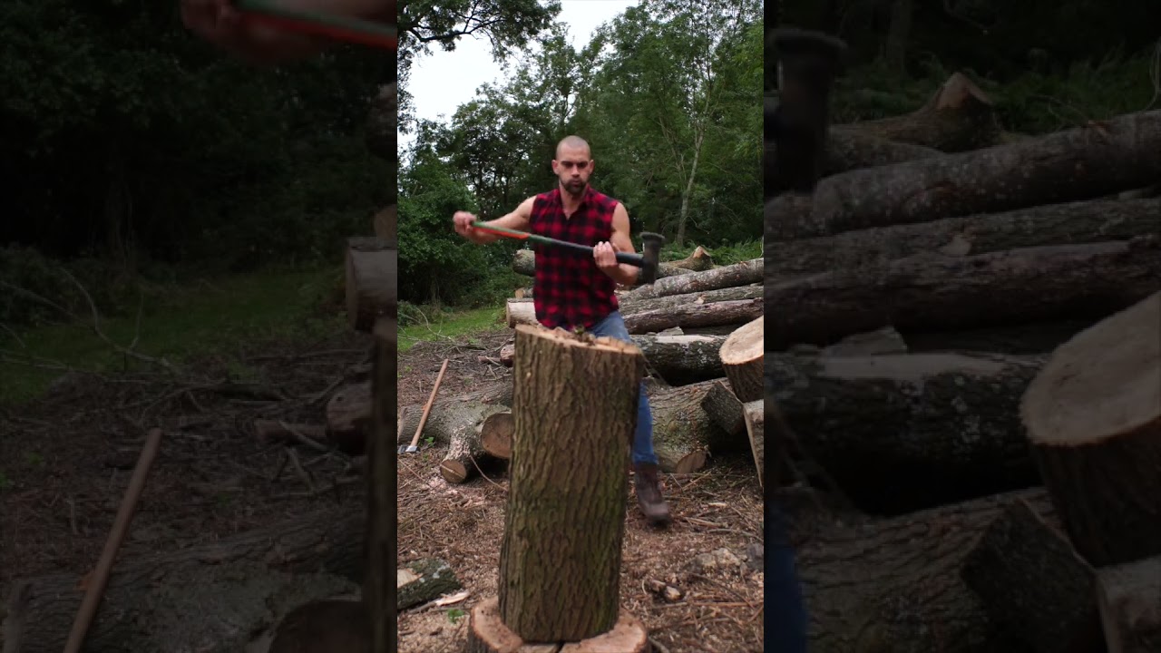 Giant trunk split #satisfying #axe #viral