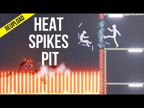 [Reupload] People fight on Heat Spikes Pit - People Playground 1.17