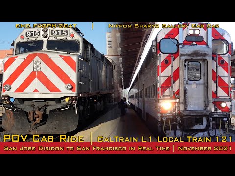 POV Cab Ride | CalTrain L1 Local Train 121 | San Jose to San Francisco | Northbound in Real Time