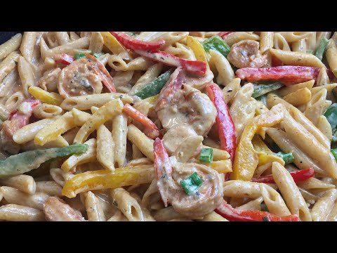 HOW TO MAKE RASTA PASTA WITH SHIRMP | Rasta Pasta Recipe | Jamaican Food