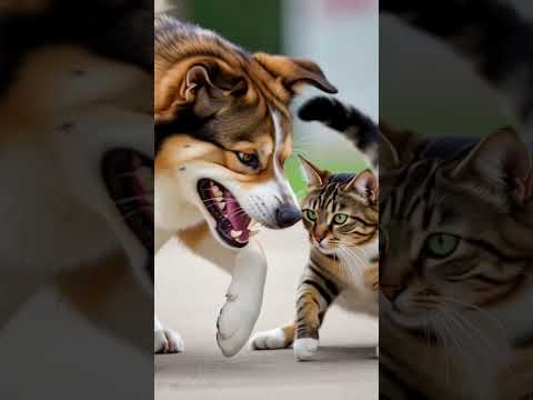 Dog 🐶🐾 Nearly Bites Cat 😸 😱 #shorts #youtubeshorts #viral #trending #cutepets
