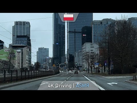 Driving through WARSAW - THE CAPITAL OF POLAND(WARSZAWA). Suburbs to downtown. 4K 60FPS ASMR.