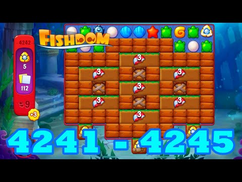 Fishdom Level 4241 - 4245 HD Walkthrough | 3 - match puzzle gameplay | android | 4242 | 4243 | 4244