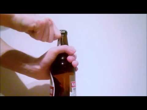 Open a beer bottle with key