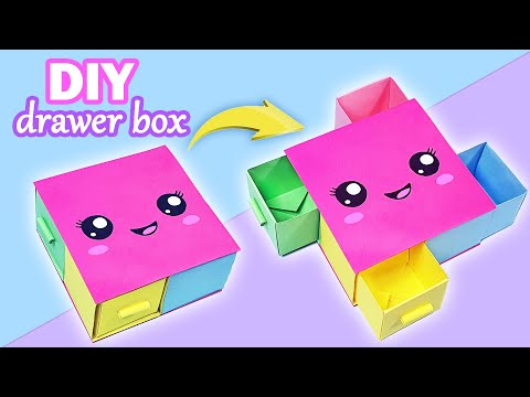 DIY Paper Drawer Box / DIY Paper Box / Easy Origami Box Tutorial / School Crafts / Paper Crafts
