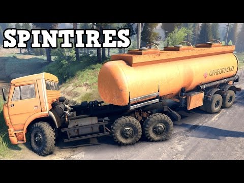 SPINTIRES 2014 - The River Map - C 6520 6x6 Semi Truck + Tanker Trailer Trucking in the Forest
