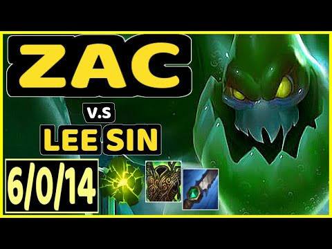 NJI (ZAC) vs LEE SIN - 6/0/14 KDA JUNGLE GAMEPLAY - EUW Ranked GRANDMASTER