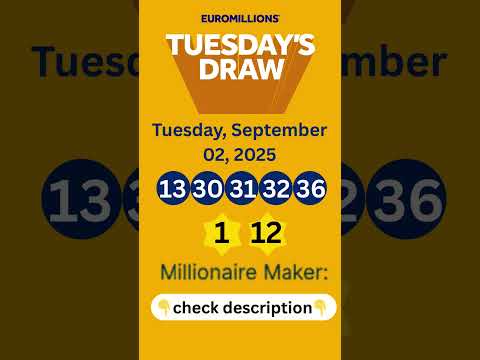 The National Lottery Euromillions Draw Live results from Tuesday 2 September 2025 | Euro Millions