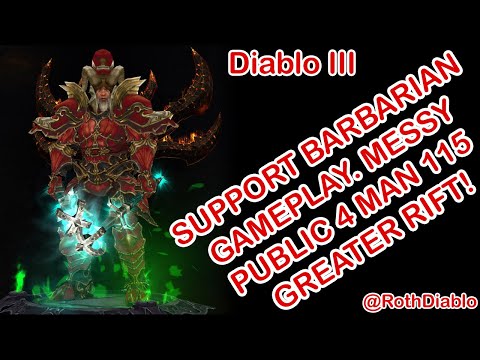 Diablo III ZBarb/Support Barbarian gameplay. A messy but easy public 4 player 115 Greater Rift.