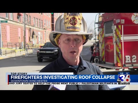 Winchester Fire Department responding to roof collapse