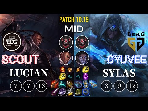 EDG Scout Lucian vs GEN gyuvee Sylas Mid - KR Patch 10.19