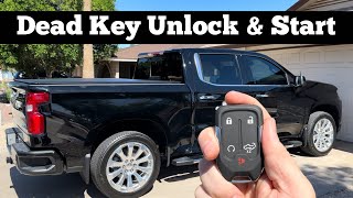 2019 - 2022 Chevy Silverado - How to Unlock & Start With Dead Chevrolet Remote Key Fob Battery