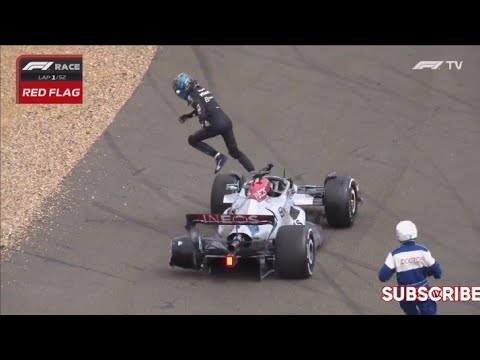 GEORGE RUSSELL running ????‍♀️ over to check  ZHOU GUANYU after his crash | #f1 2022 British gp