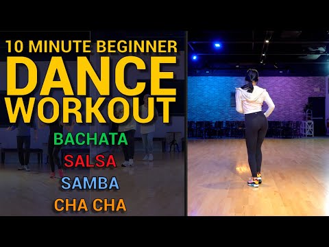 10 Minute Beginner Dance Workout - Bachata, Salsa, Samba and Cha Cha | Easy To Follow Along